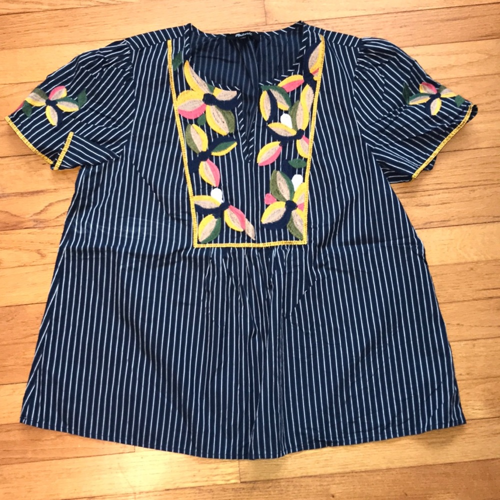 Madewell Embroidered Summer Top/Blouse/Shirt